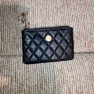 Black Quilted Coin Purse with Gold Accent